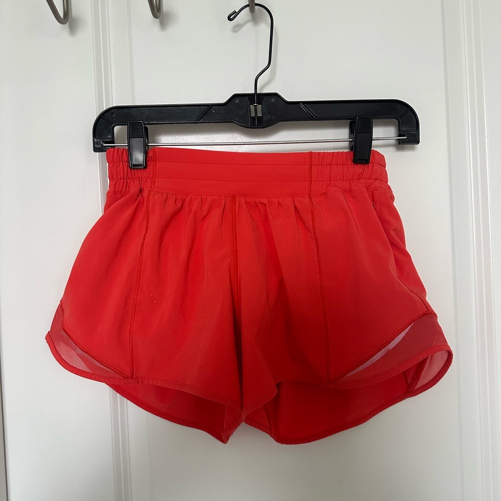 SOLD! LULULEMON RED HOTTY HOT SHORTS